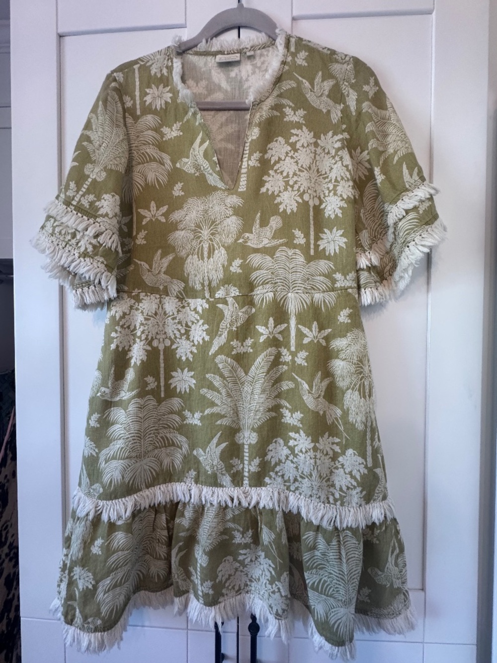 Spartina 449 100% linen coastal fringe dress